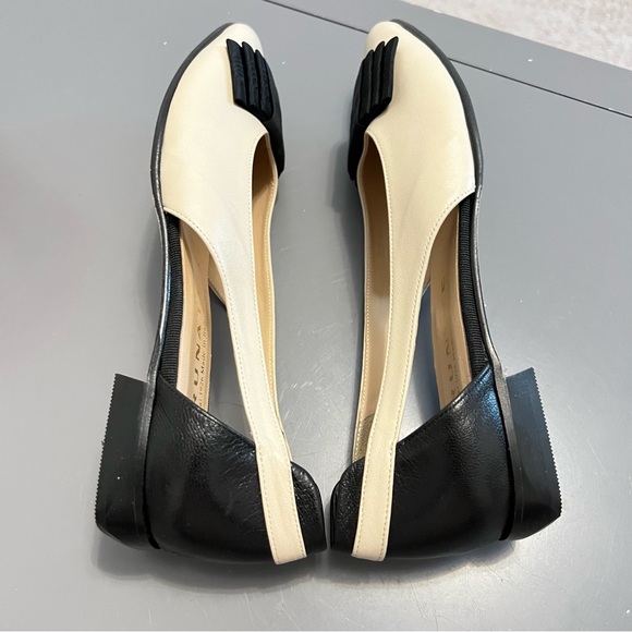 Brunate Italian Leather Cream and Black Bow Tie Ballet Flats - Picture 8 of 9